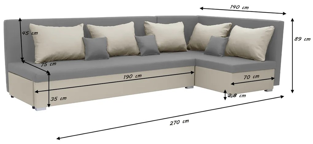 MEGA OKAZJA Narożnik kanapa z funkcją spania ARKO Czarny/Zielony