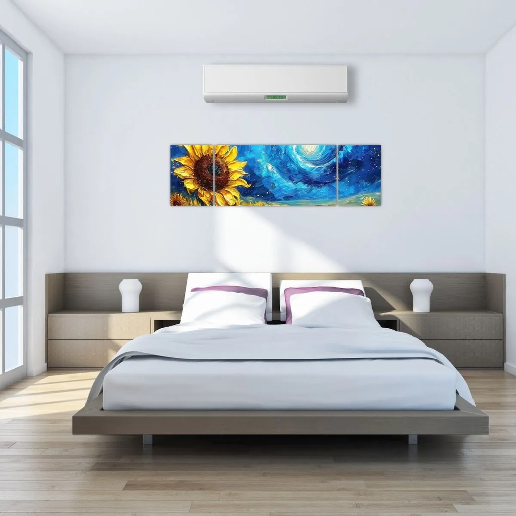 Obraz - Malowanie słoneczników (170x50 cm)