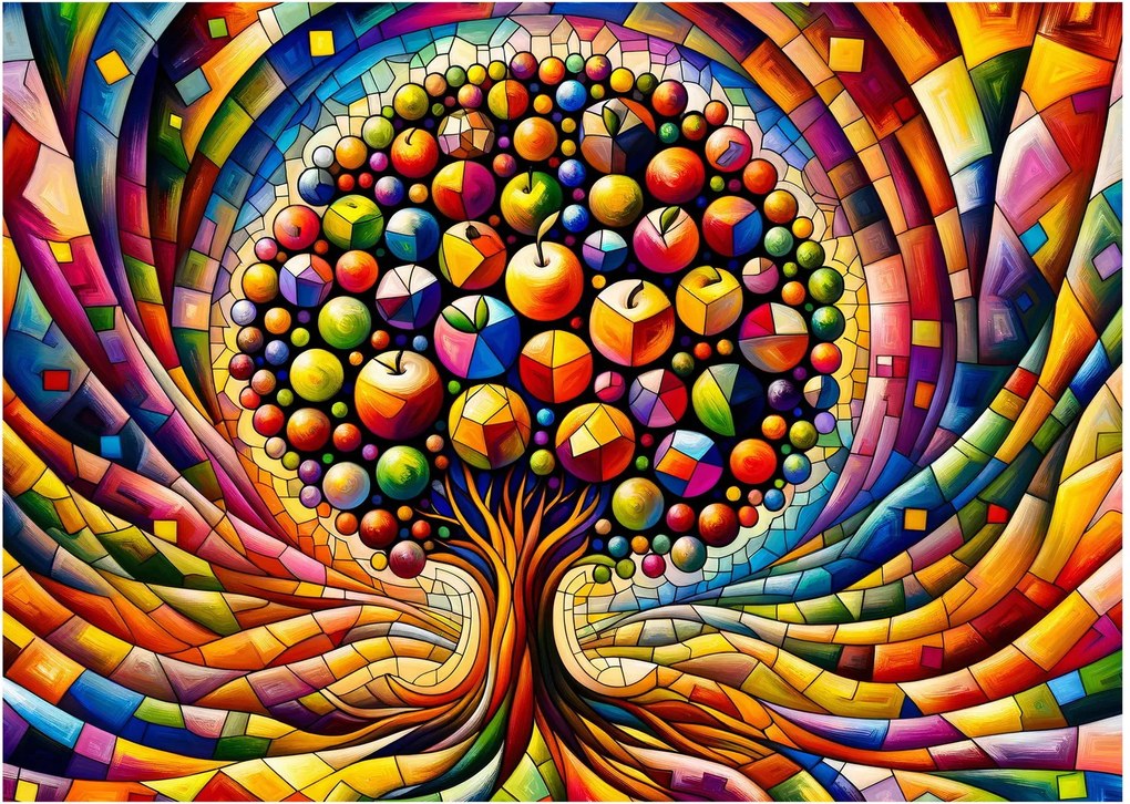 Obraz – Kolorowe drzewo z jabłkami (70x50 cm)