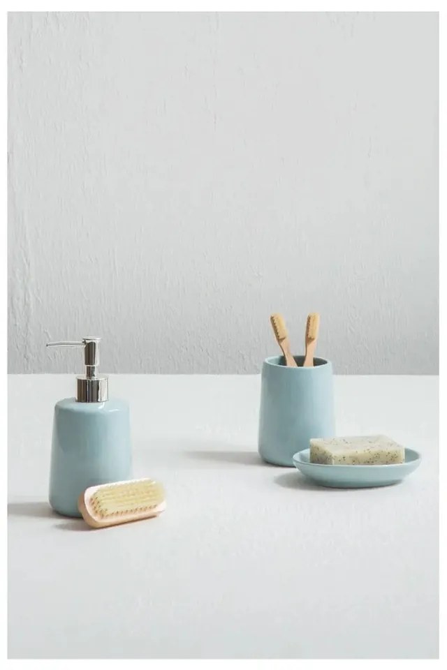 Jasnoniebieski kamienny zestaw akcesoriów łazienkowych Moon – Premier Housewares