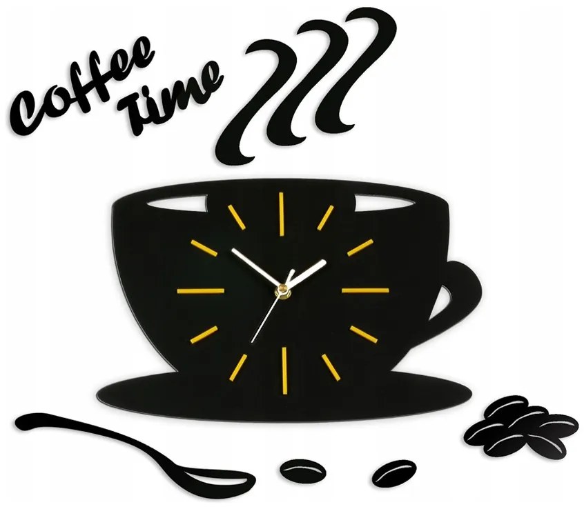 Zegar na ścianę do kuchni naklejany filiżanka cichy czarny do kuchni salonu