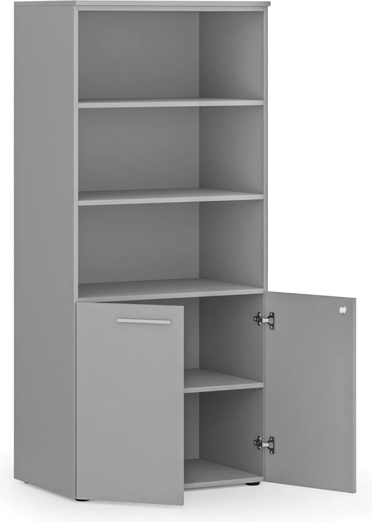 Szafa biurowa z drzwiami niskimi PRIMO GRAY, 800 x 500 x 1781 mm, szary