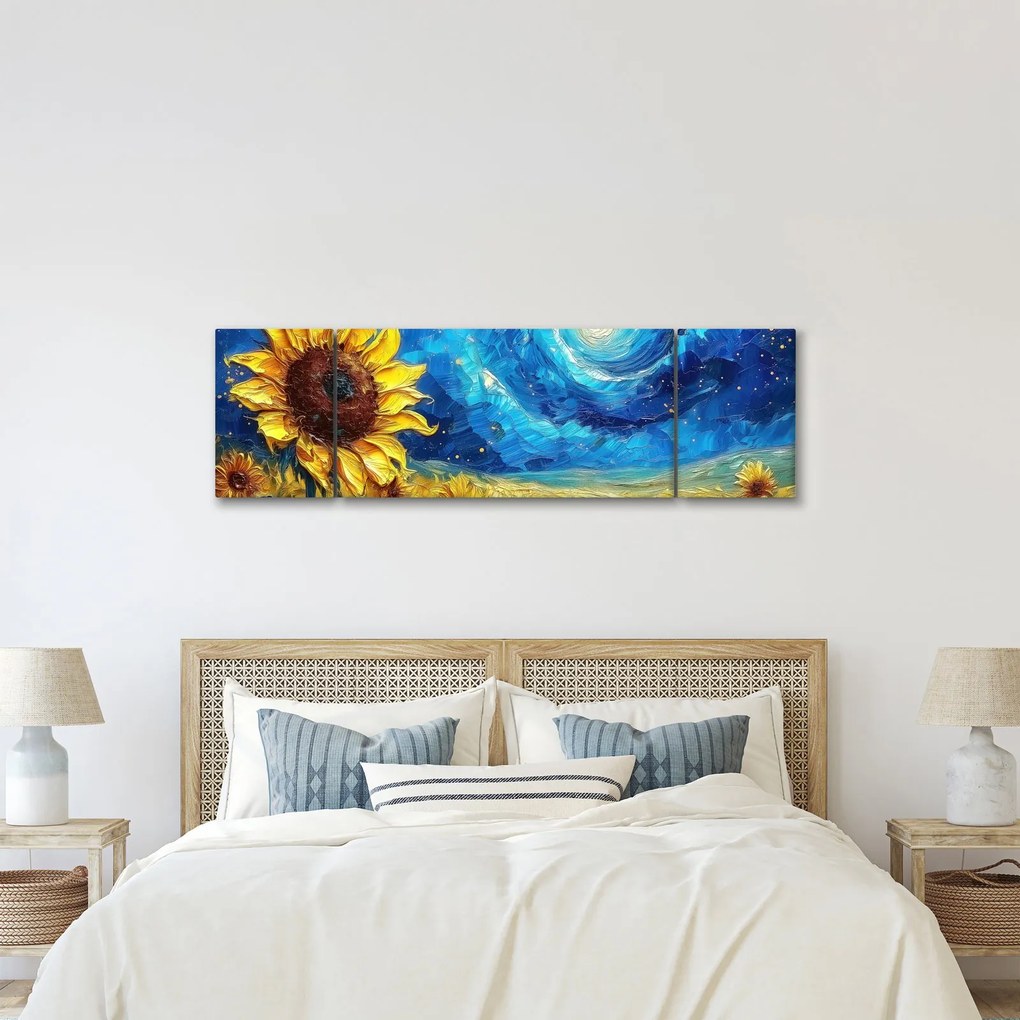Obraz - Malowanie słoneczników (170x50 cm)