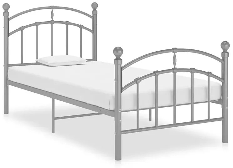 Szare metalowe łóżko z zagłówkiem 100x200 cm - Serafi