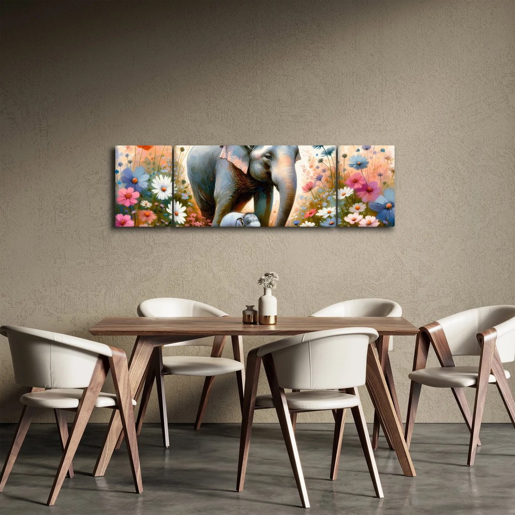 Obraz - Słoniowa mama, akwarela (170x50 cm)