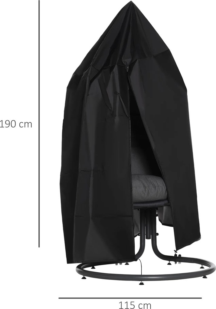 Outsunny pokrowiec na fotel wiszący wodoodporny 115x115x190 cm czarny | Aosom PL