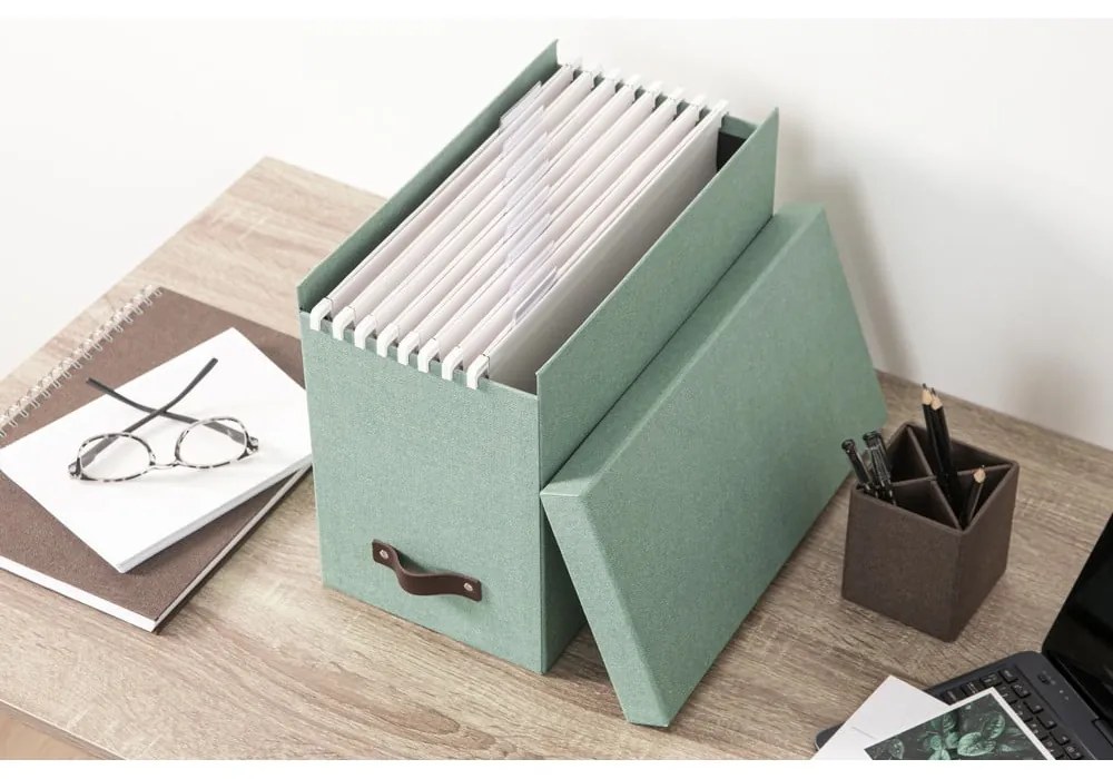 Zielony kartonowy organizer na dokumenty Johan Canvas Paper Laminate – Bigso
