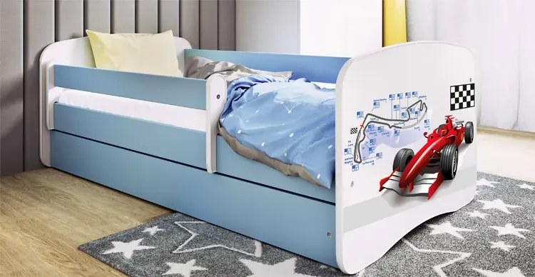 Łóżko chłopięce z materacem Rostok 2X mix 80x180 - niebieskie