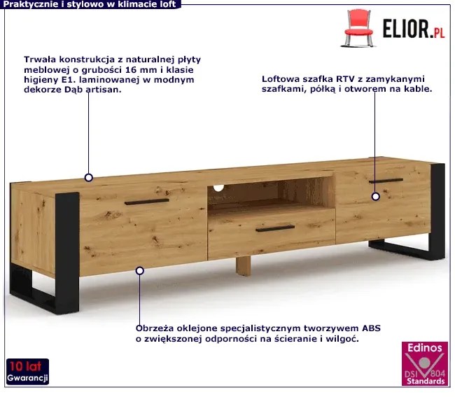 Szafka Rtv Dąb Artisan 200 Orzech