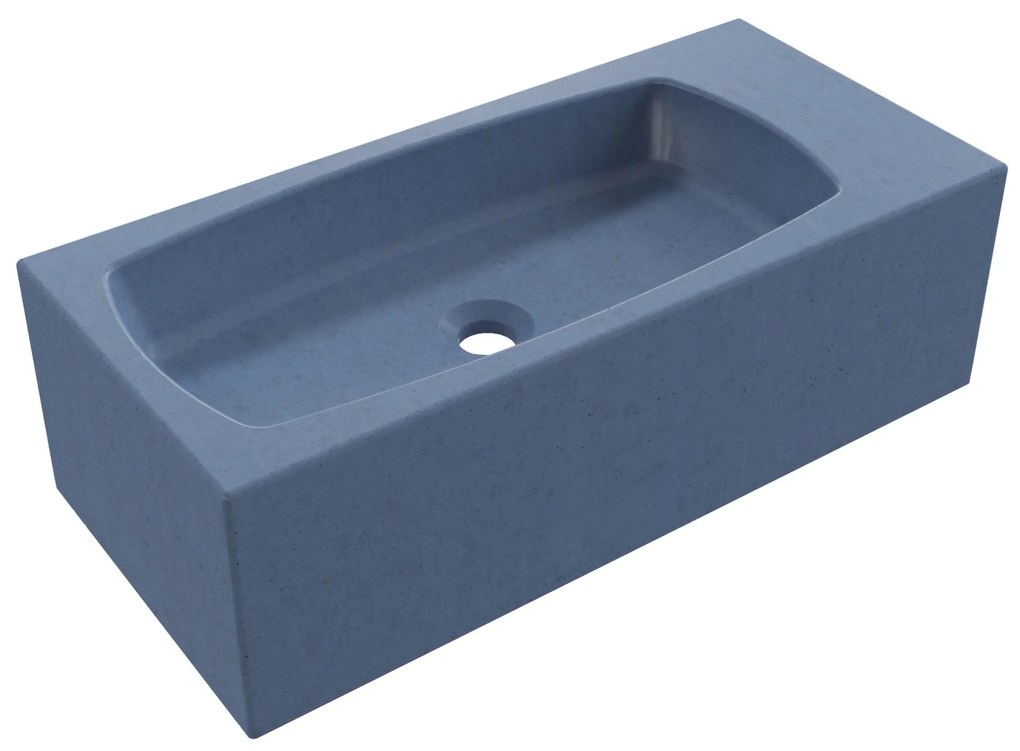 Umywalka betonowa prostokątna bez otworu na baterię 65 x 30 cm z półką ZALM i konsola