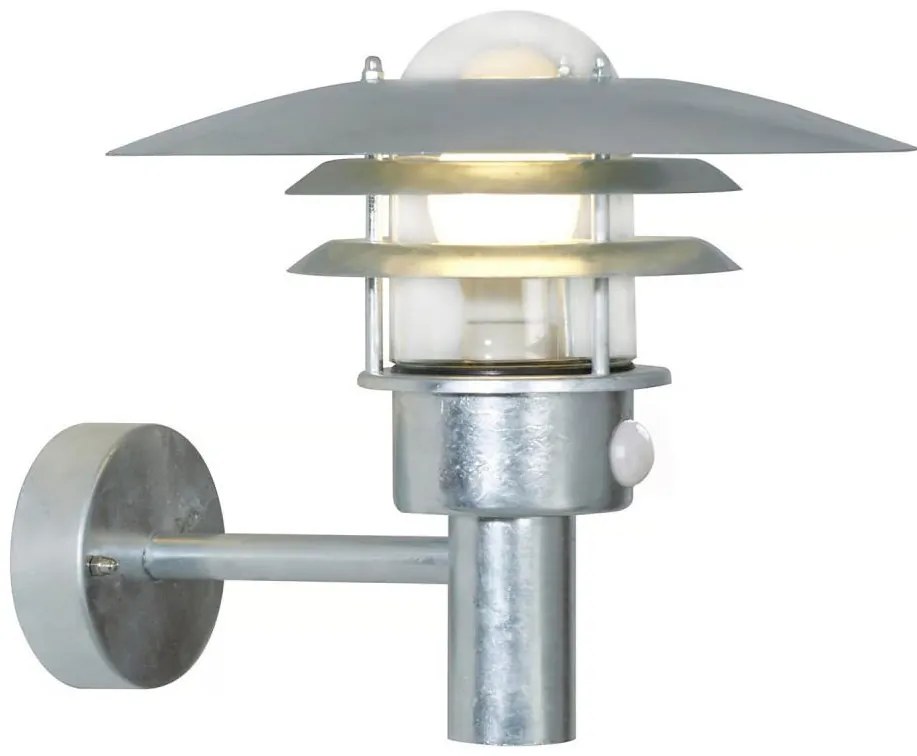 Nordlux - Zewnętrzny kinkiet z czujnikiem LONSTRUP 1xE27/60W/230V IP44 srebrny