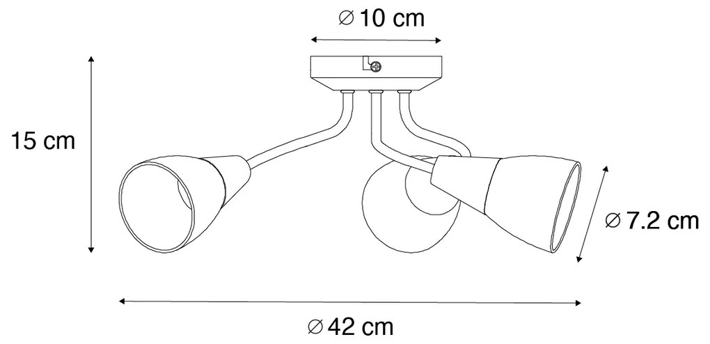 Klasyczny plafon złoty z matowym szkłem okrągły 3 światła - Madi