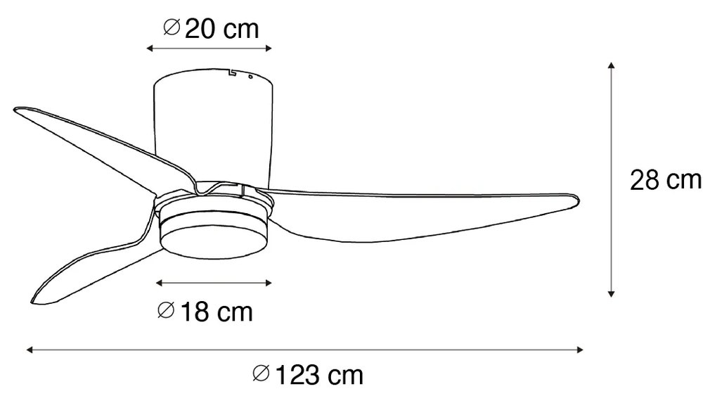 Wentylator sufitowy z lampą biały 123 cm z LED z możliwością ściemniania z pilotem - Patty Nowoczesny Oswietlenie wewnetrzne