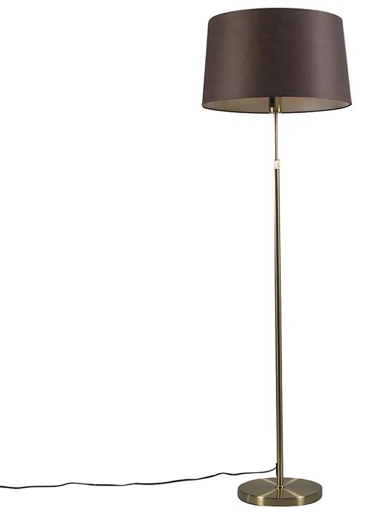 Lampa stojąca złota/mosiądz z brązowym kloszem 45 cm regulowana - Parte