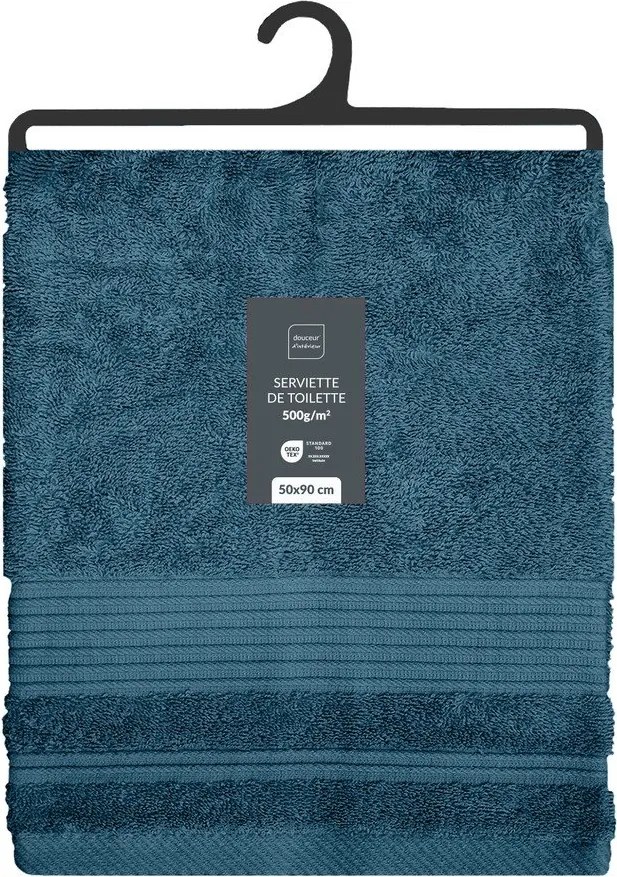 Ciemnoniebieski bawełniany ręcznik frotte 50x90 cm Tendresse – douceur d'intérieur