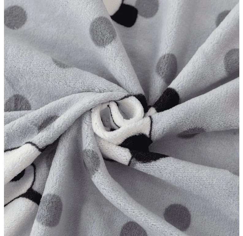 PrzytulneMieszkanie.pl Prześcieradło z mikropluszu PANDA 180x200 cm szare