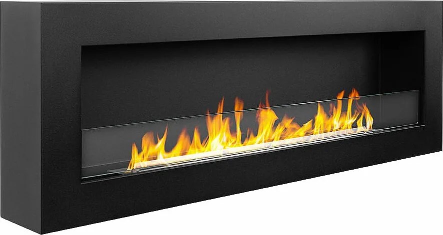 SIENA 120 Czarny kominek ścienny na bioetanol 120x40