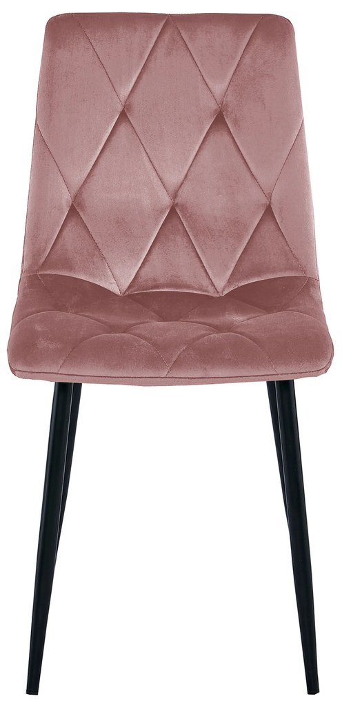 Różowe aksamitne krzesło do jadalni LIBRA z czarnymi nogami