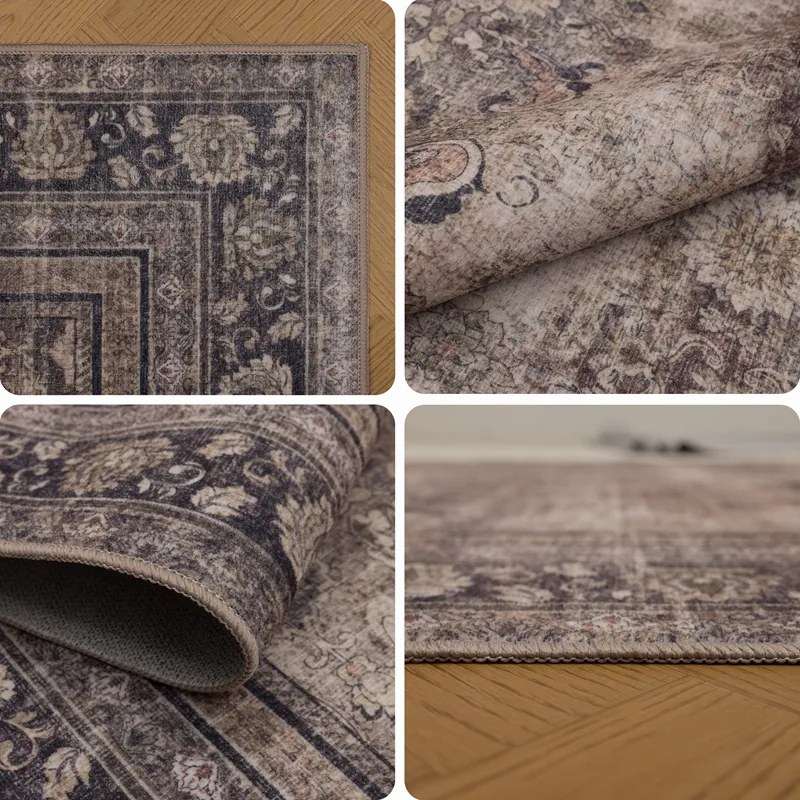 Dywan vintage INKA Oriental z Efektem Postarzenia Brązowy 200 cm x 290 cm
