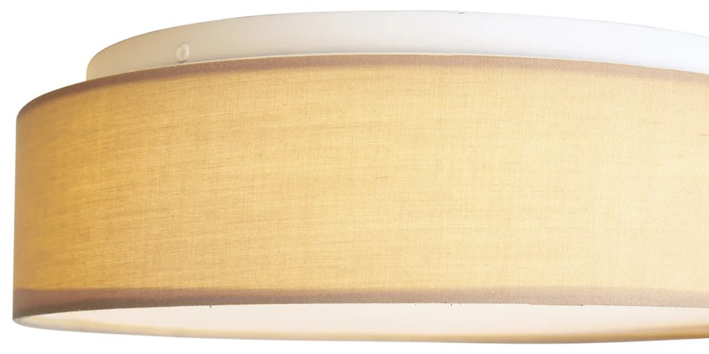 Inteligentna lampa sufitowa beżowa 35 cm z LED i pilotem - Flat Drum Nowoczesny Oswietlenie wewnetrzne