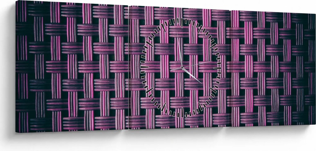 Obraz fioletowej tekstury (z zegarem) (90x30 cm)