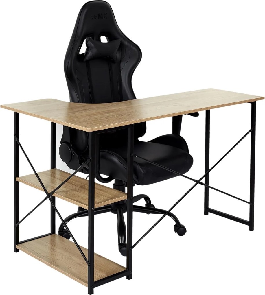 Loftowe biurko narożne z półkami Stand