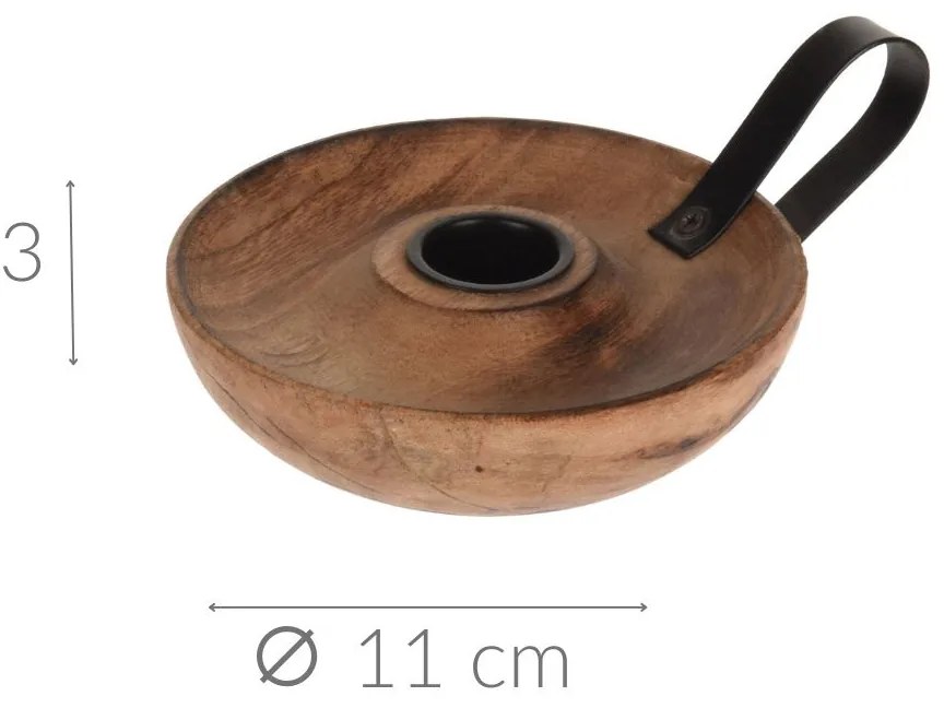 Świecznik z drewna mango, Ø 11 cm