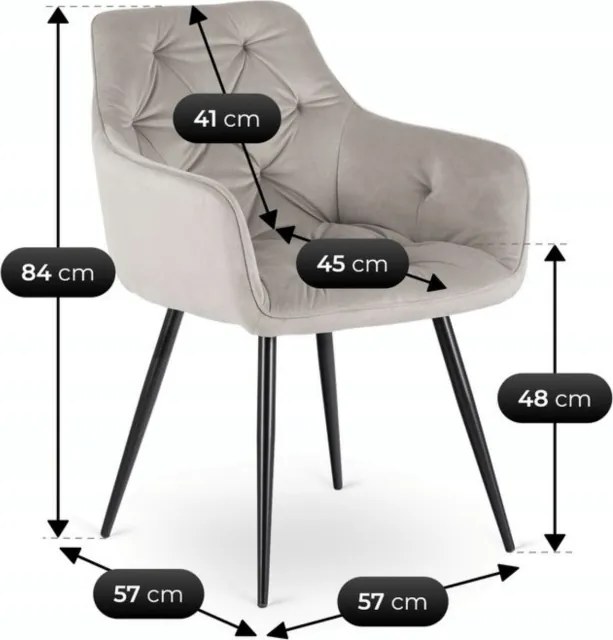 Krzesło Tapicerowane do Salonu MODESTO Szare Welurowe Nowoczesne Loft