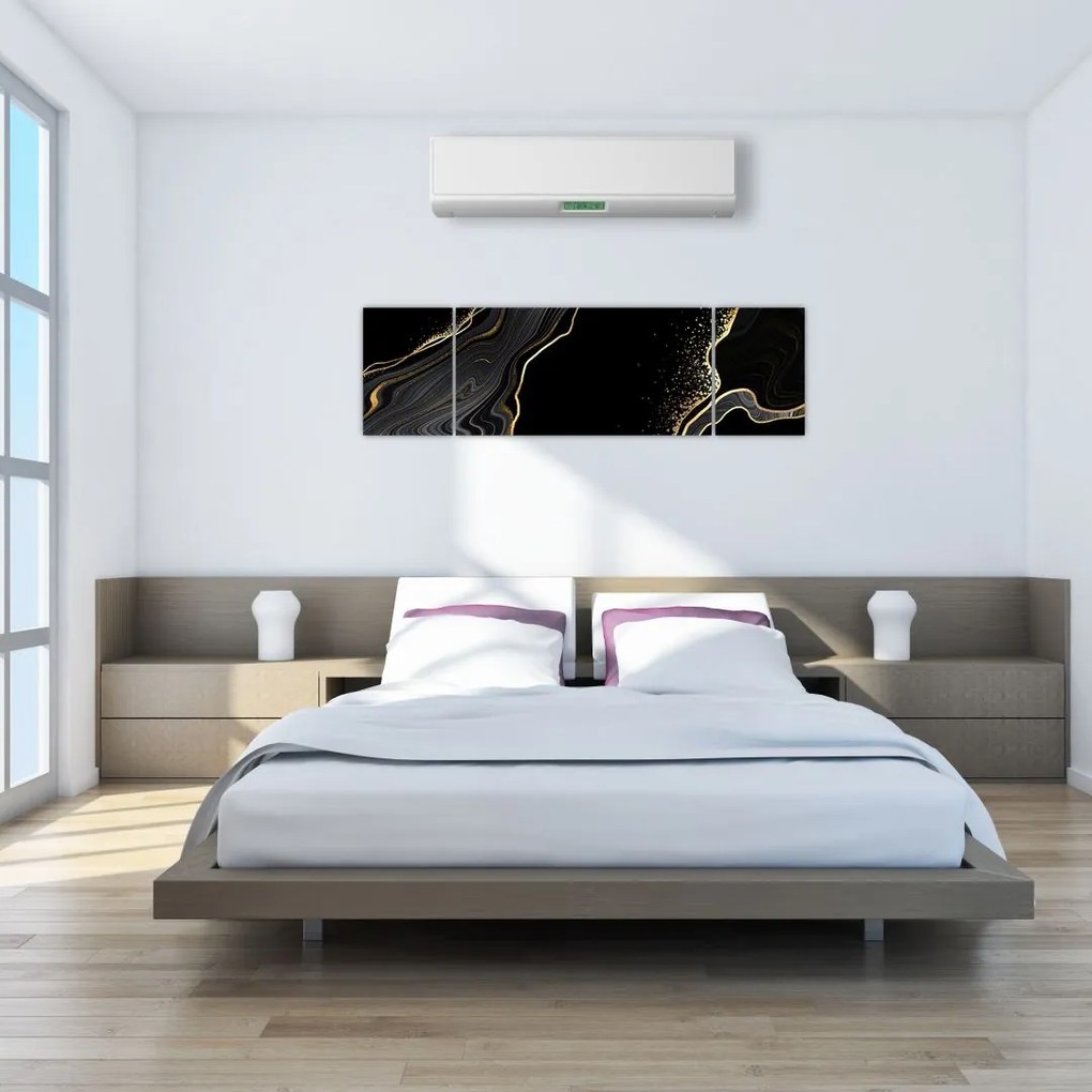 Obraz - Czarno - złoty marmur (170x50 cm)