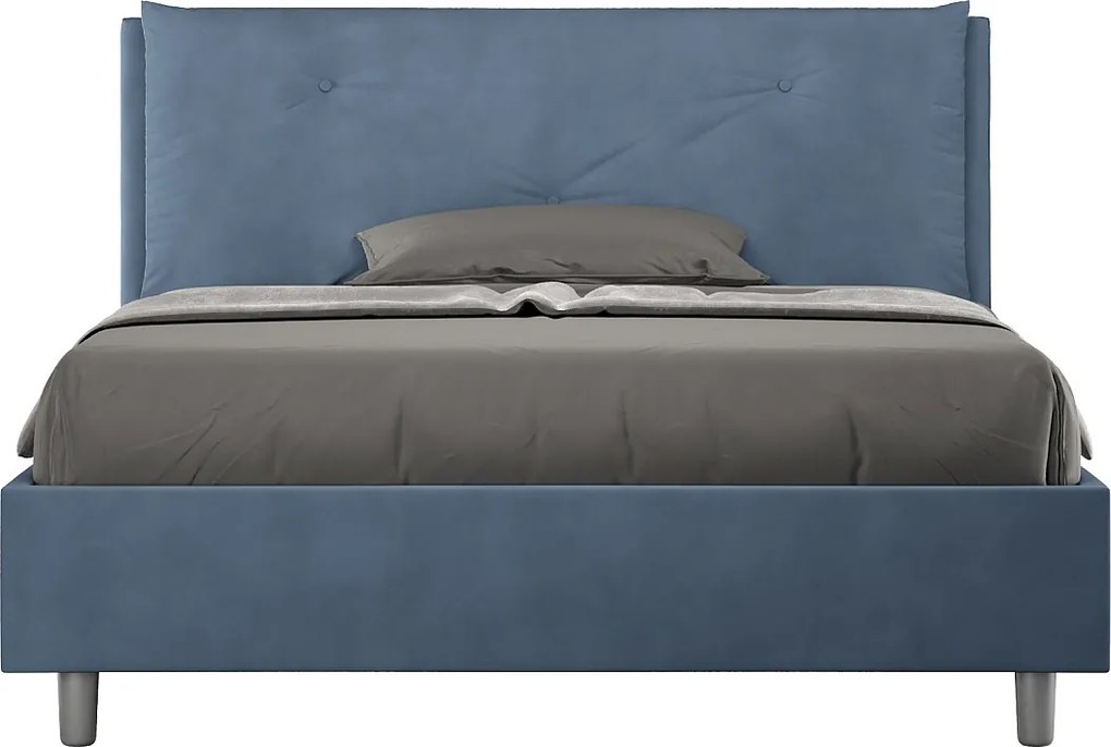 Łóżko bez stelaża tapicerowane 140x200 microfibra niebieski Appia Large