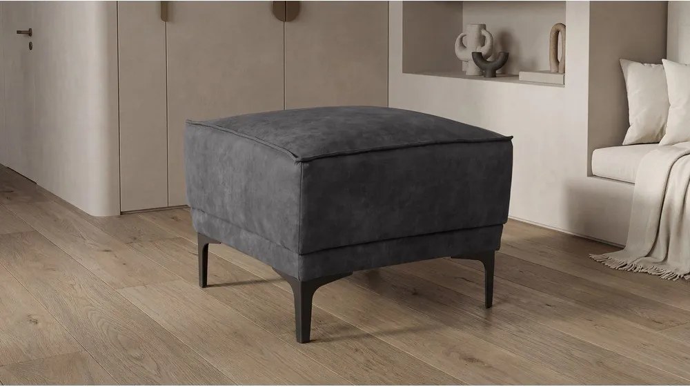 Antracytowy puf z imitacji skóry Copenhagen – Scandic