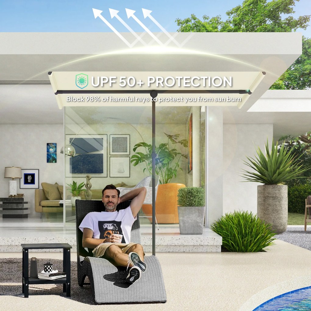 Outsunny Parasol Ogrodowy Obracający się o 180 Stopni z Ruchomym Masztem Aluminiowym 150x205cm Beżowy