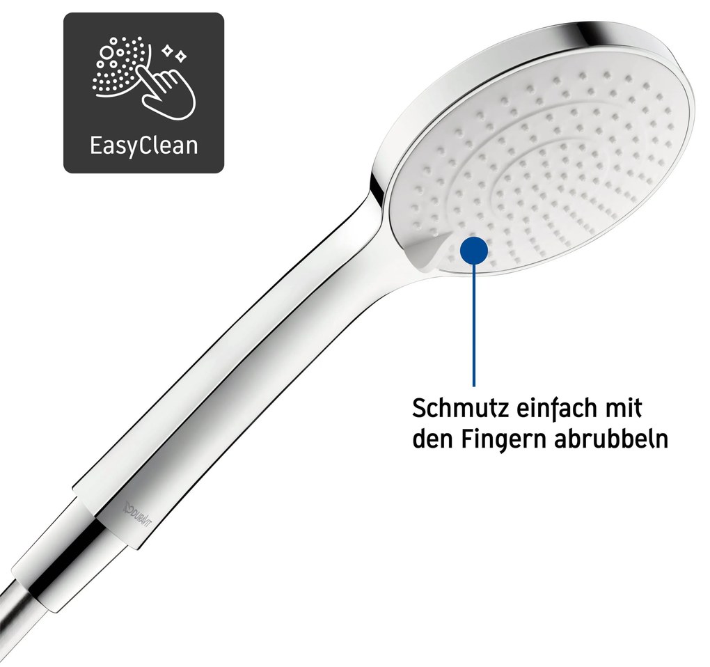 Duravit DuraVelez bateria prysznicowa podtynkowa z głowicą prysznicowąW komplecie z relingiem prysznicowym, kolanko ścienne