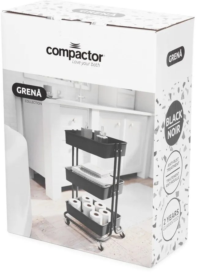 Czarny plastikowy regał na kółkach 43x36 cm Grena – Compactor