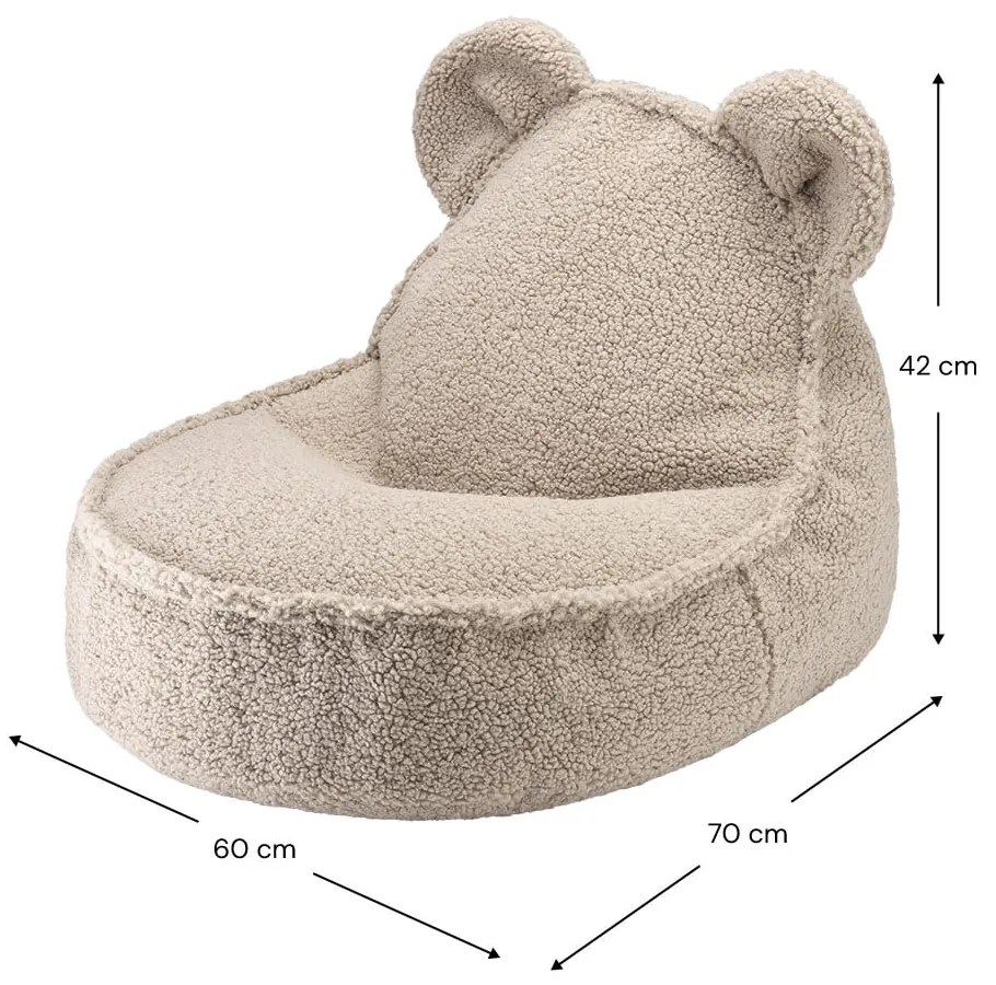Jasnobrązowy dziecięcy worek do siedzenia z materiału bouclé Bear – Wigiwama