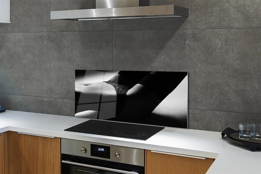 Panel szklany do Kuchni Subtelny Akt: Brzuch Kobiety