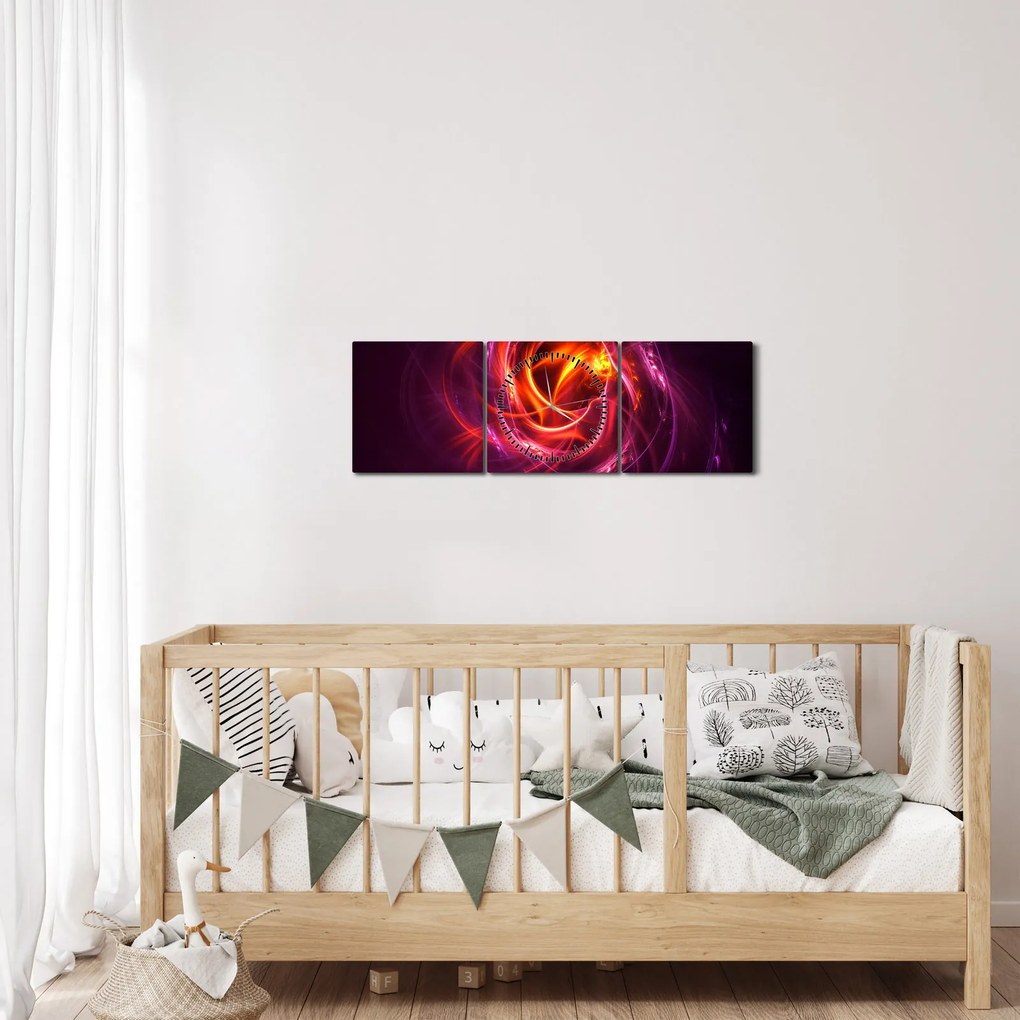 Obraz świecącej nowoczesnej abstrakcji (z zegarem) (90x30 cm)