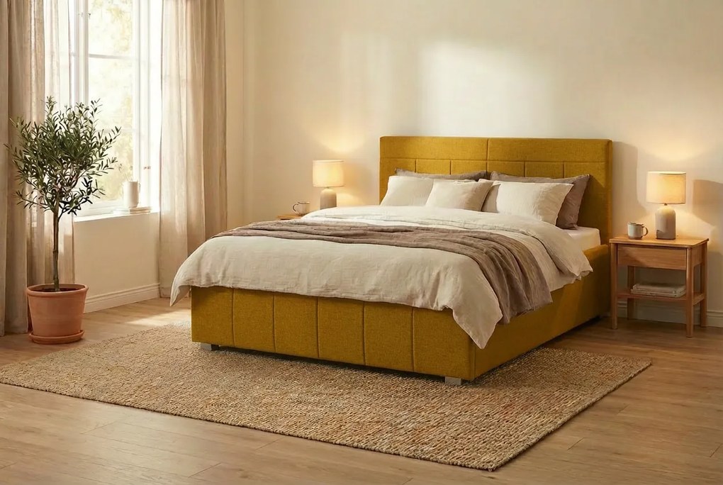 Łóżko RAM 120x200 cm Żółty Bez materaca