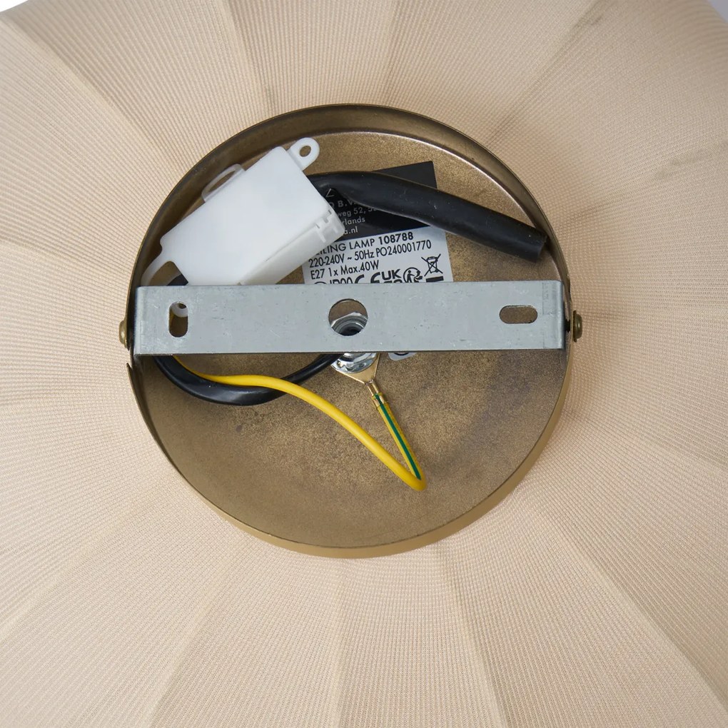 Lampa sufitowa Japandi złota z beżowym kloszem - Pluni