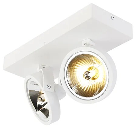 Designerski reflektor biały regulowany 2-światłowy - Go Nowoczesny Oswietlenie wewnetrzne