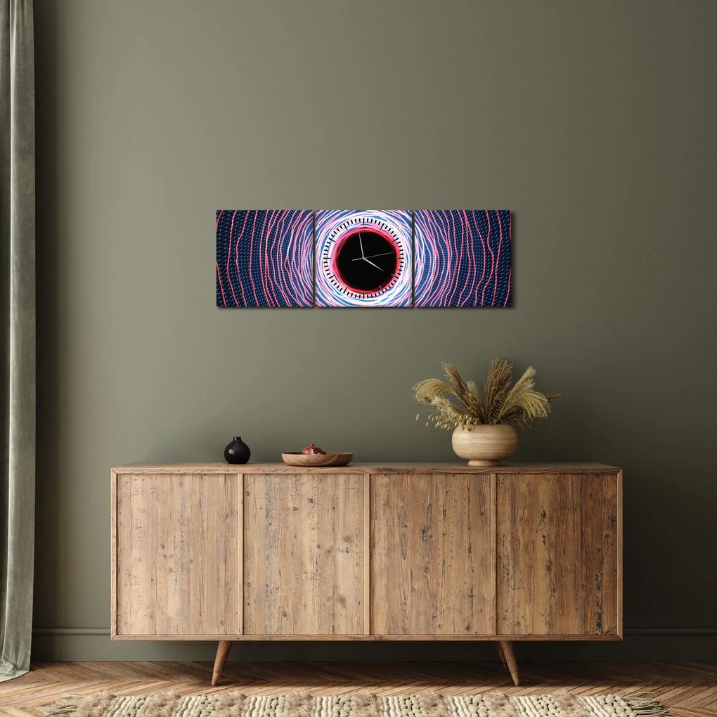 Obraz abstrakcji koła (z zegarem) (90x30 cm)
