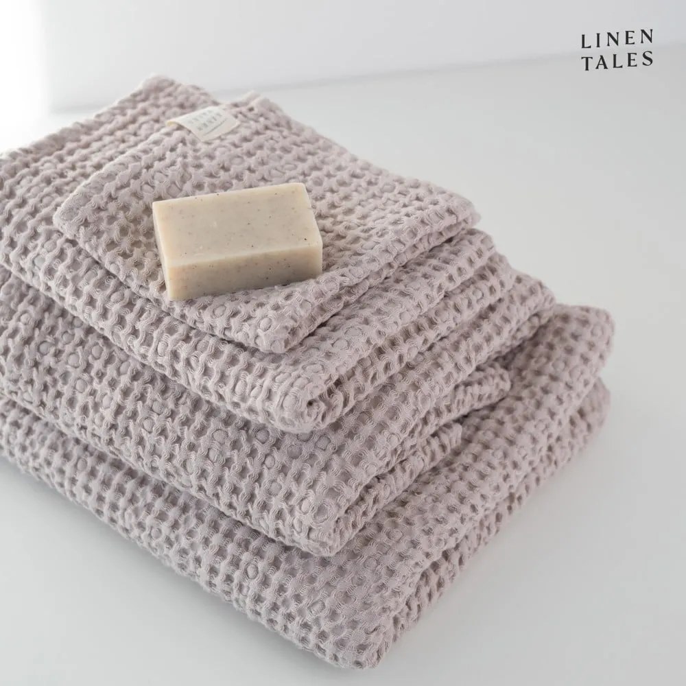 Jasnoróżowe ręczniki zestaw 3 szt. Honeycomb – Linen Tales