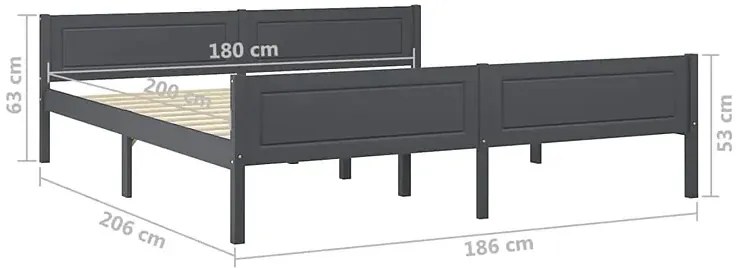 Szare podwójne łóżko z litego drewna 180x200 C3-T56