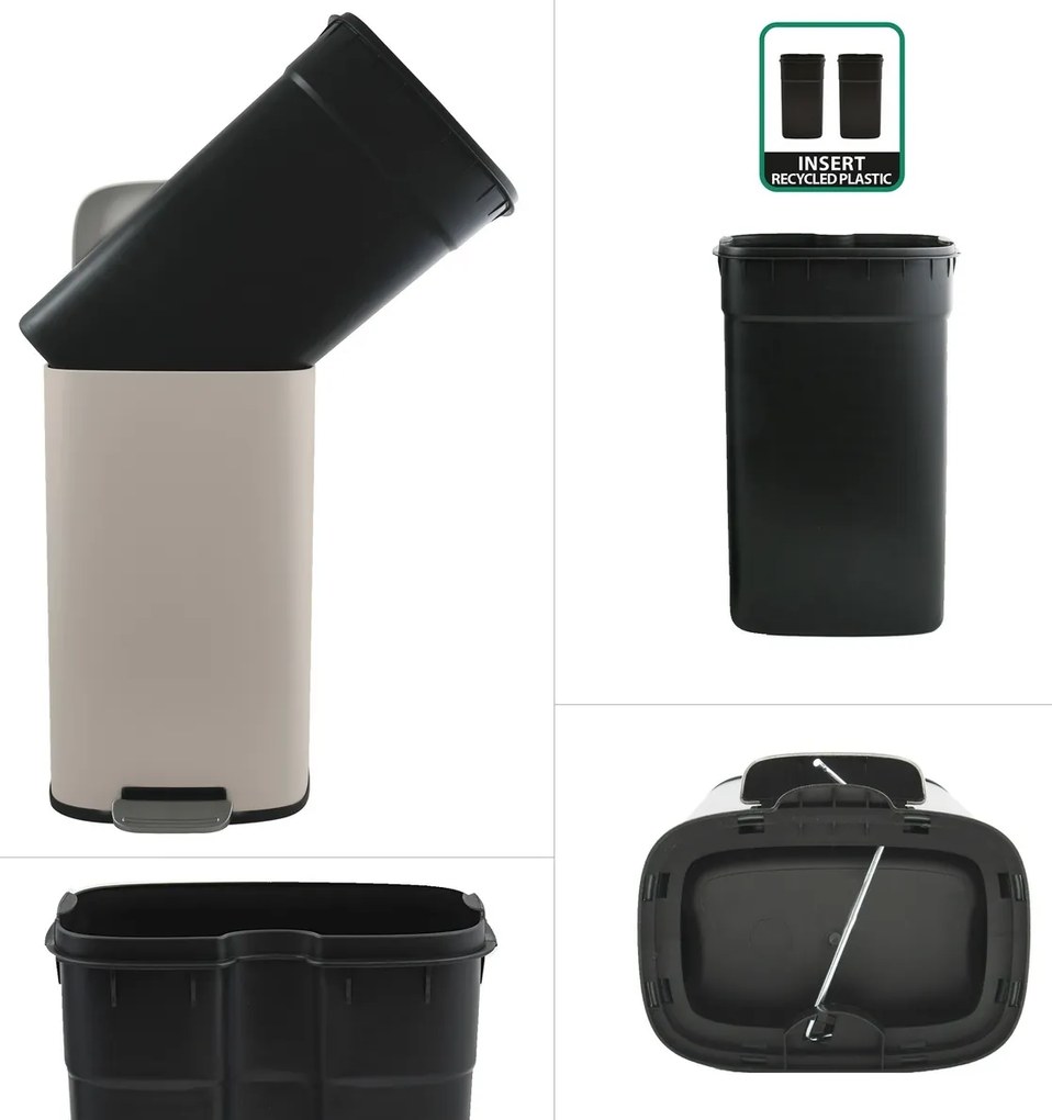 Spirella Kosz na śmieci z pedałem soft-close Akira 30 l, matowy szaro-brązowy, 30 l