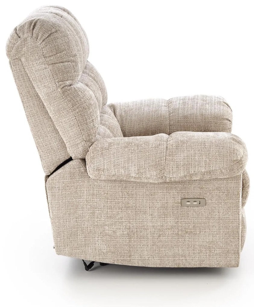Fotel wypoczynkowy elektrycznie rozkładany beżowy AMORE