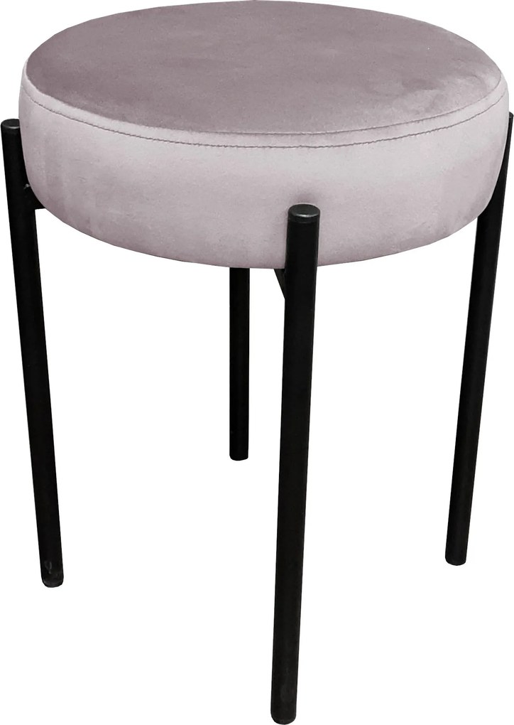 Taboret DIOR stelaż metalowy tkanina Welur : Kolor Stelaża - Czarny , Kolor tkaniny - VELVET - MG55, Typ tkaniny - Velvet