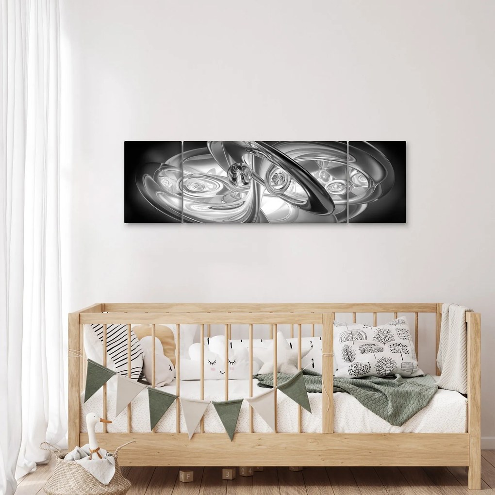 Obraz nowoczesnej szarej abstrakcji (170x50 cm)