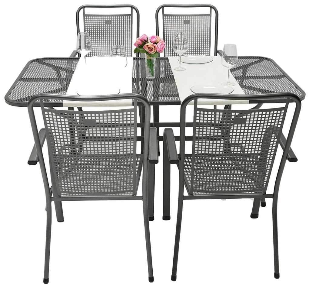 Metalowy zestaw ogrodowy SAVANA I. 1 + 4 Stół prostokątny 160x95 cm (CT0311)