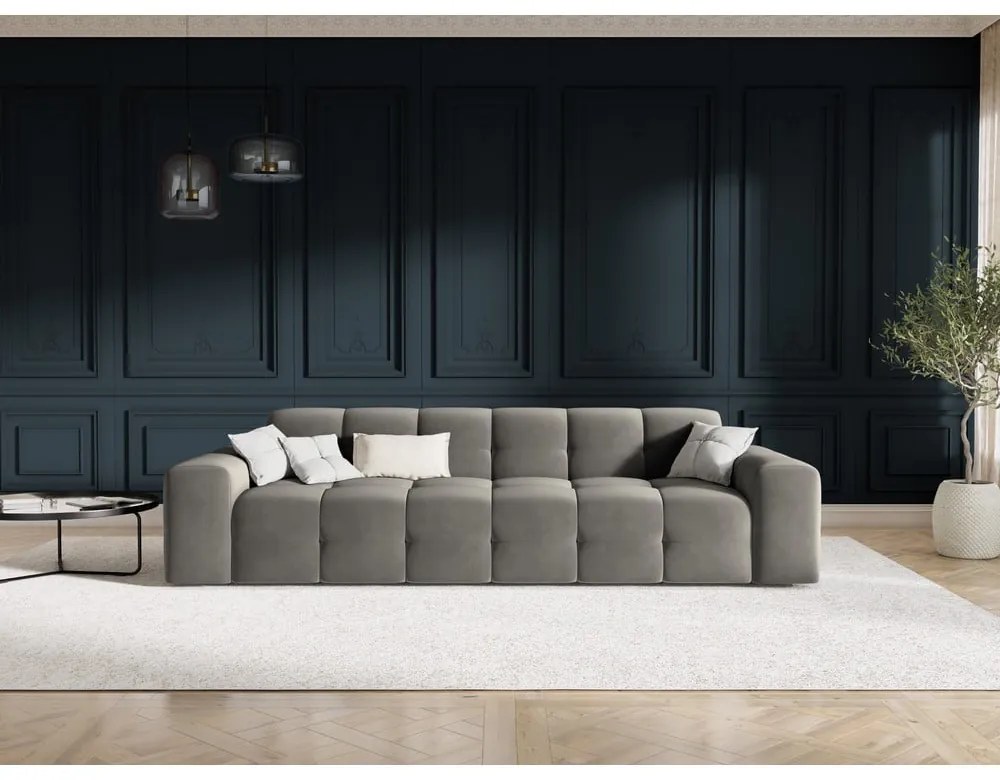 Szara aksamitna sofa 255 cm Kendal – Micadoni Home