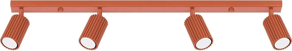 Lampa Sufitowa Minimalistyczny Karbon, Aluminium - 4 Źródło - L.81 X H.16.5 Cm - Ochra Czerwona
